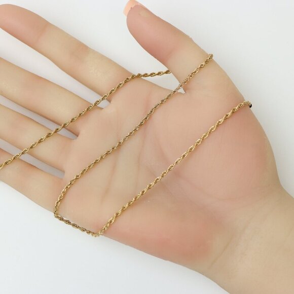 Twisted Rope Rose Gold Necklace – Elegant 18 Inch Chain Design, XPNL0206 - Picture 3 of 12